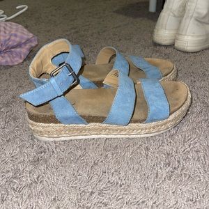 platform blue sandals